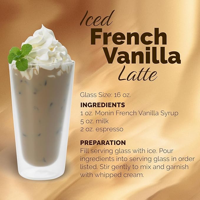 Monin - French Vanilla Syrup, Boxed, Versatile Flavor, Natural Flavors, Great for Coffees, Cocktails, Shakes, and Kids Drinks, Non-GMO, Gluten-Free (1 Liter)