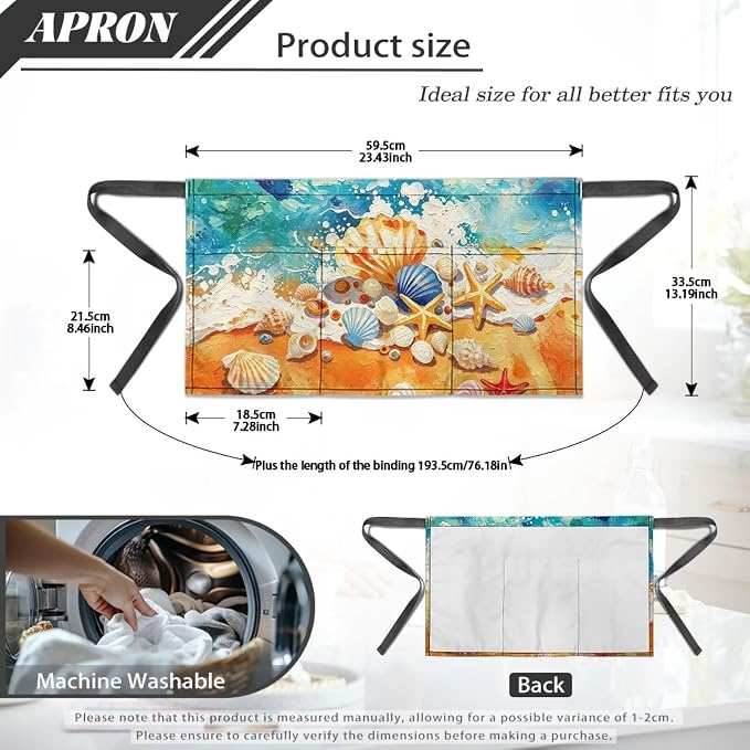 Server Apron with 3 Pockets 13 Inch Short Half Waist Aprons Waterproof Cooking Aprons for Women Men - Image 7