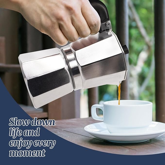 12 Cup Moka Pot Aluminum 600ml Italian Coffee Maker Stovetop Espresso CoffeeMakers Mocha Pot Percolator Greca Coffee Maker for Electric Ceramic Stove Portable for Easy Brewing