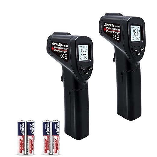 Infrared Thermometer Temperature Gun 2 Pack (NOT for Humans) -58℉~1022℉ (-50℃~550℃) Non-Contact Laser Instant-Read Digital Laser Infrared Ir Thermometer with Backlight(Black)