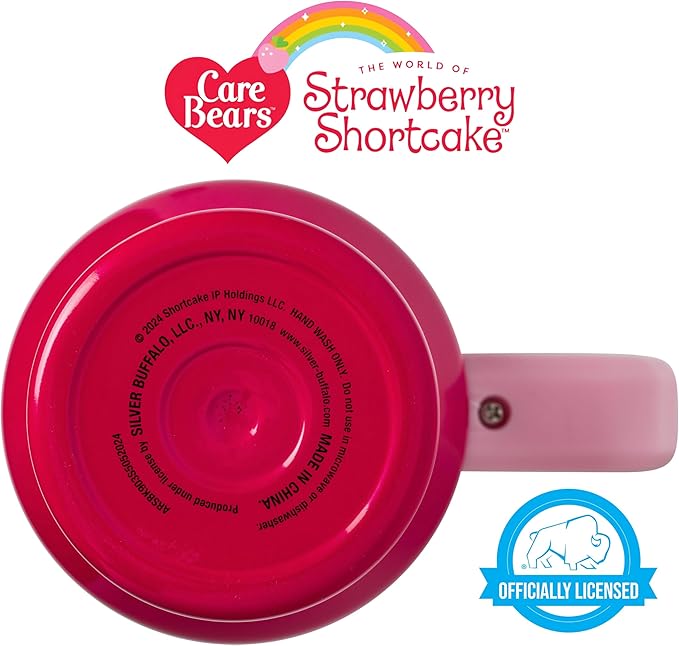 Silver Buffalo Strawberry Shortcake and Custard Vintage Berry Ombre Double Walled Stainless Steel Tumbler with Handle and Straw, Fits in Standard Cup Holder, 40 Ounces