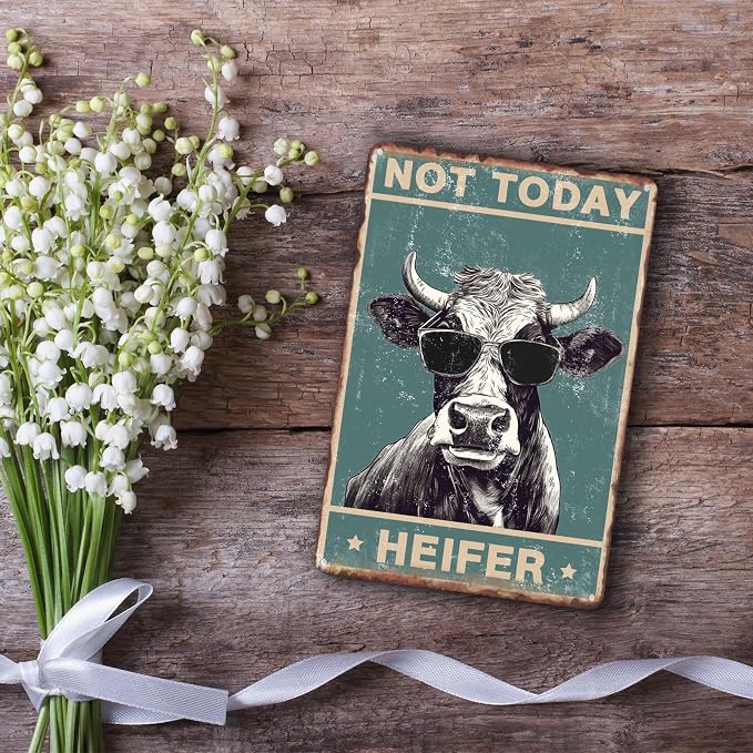 Sanwarm Metal Sign 8X12 Inch, Cow Decoration Not Today Heifer Milk Cow Cottage Vintage Tin Sign Wall Art Decor for Home, Living Room, Kitchen, Garden, Bedroom, Office, Hotel, Cafe And Pub Decoration - Image 6