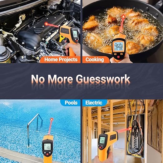 Digital Infrared Thermometer Gun for Cooking,BBQ,Pizza Oven, Infrared Thermometer Laser with Backlight,-58โ~712โ(-50โ~380โ) Handheld Non Contact Heat Laser Temperature Gun (Not for Human)