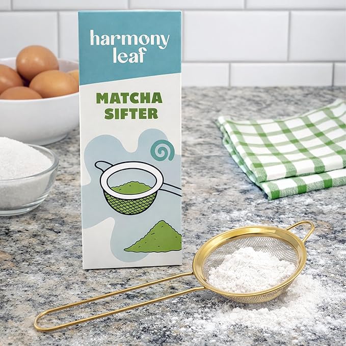 Harmony Leaf Matcha Sifter, Fine Mesh Stainless Steel Strainer for Matcha Powder, Prevents Clumps for Smooth Tea, Multi-Use Sifter for Baking, Tea, and Coffee