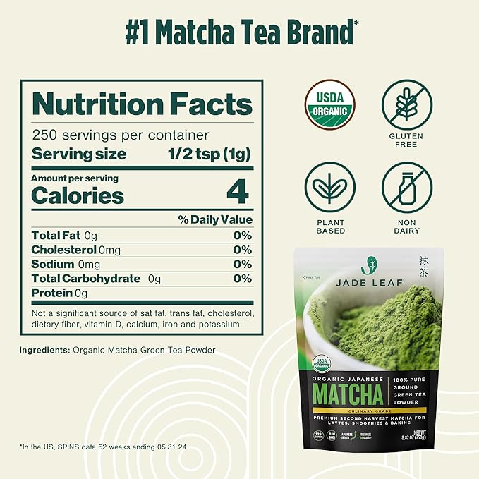 Jade Leaf Matcha Organic Culinary Grade Matcha Powder - Japanese Green tea for Baking, Smoothies, Lattes, and Skin Care, 250g / 8.8 Ounce (Pack of 1)