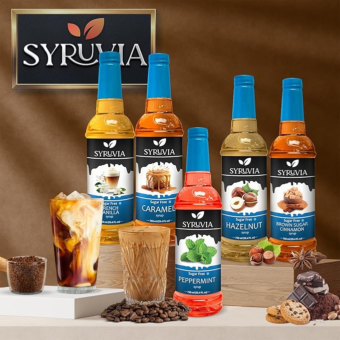 Syruvia Sugar Free Coffee Syrup, Cupcake Flavored Syrup for Drinks, Lattes, and Desserts – 25.4 fl oz