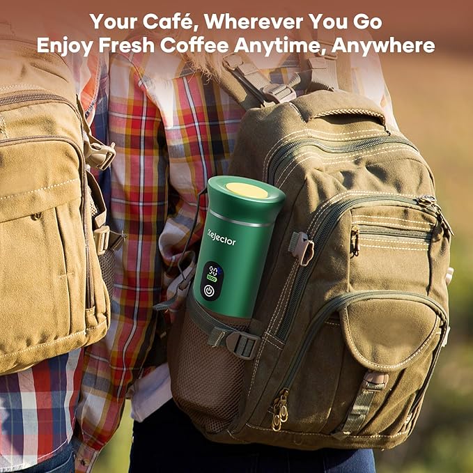 kejector Portable Coffee Maker Espresso Machine for Travel Nano Car Coffee Maker Compatible with Ground Coffee & Capsule for RV, Hiking Camping Office, Travel Espresso Maker Electric Green