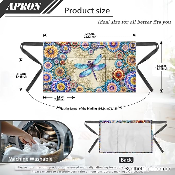 Waist Apron with 3 Pockets Waterproof 13 Inch Short Half Waist Aprons Women Men Server Aprons Waitress Waiter Apron - Image 7