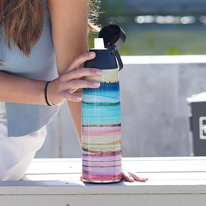 Tervis Venture Water Bottle Inkreel - Colorburst Triple Insulated Tumbler Travel Cup Keeps Drinks Cold & Hot, 26oz, Stainless Steel