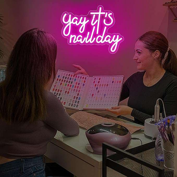 Yay It's Nail Day Neon Sign for Wall Decor Neon Light for Salon Bar Beauty Room Bedroom Great Gift for Nail Tech Girls Christmas Birthday Gift for Women Size 13.8 * 10.9in(XD354)