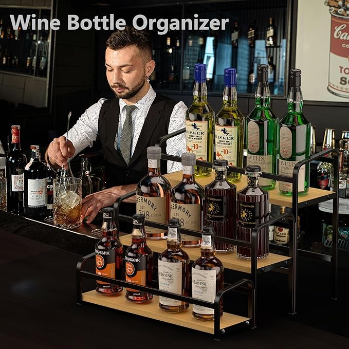 DTUQYX Coffee Syrup Organizer, 3-Tier 12 Bottles Capacity Coffee Syrup Rack, Syrup Rack for Syrup, Wine, Dressing for Kitchen Coffee Station, Magnetic one-Step Installation…