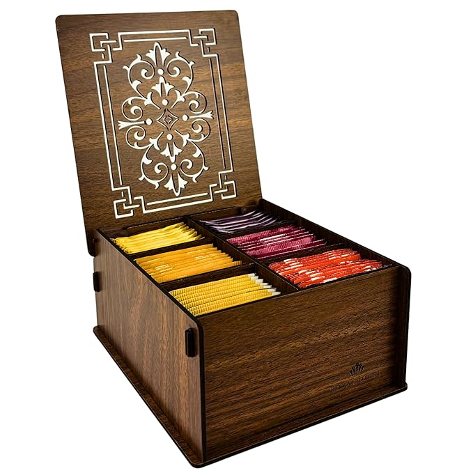 Twinings Tea Bag Sampler Variety with Brown Wooden Organizer Tea Chest (36 Tea Bags) 6 Different Popular Flavours, Gift for Tea Lovers: Women, Men, Mom, Dad, Family, Friends, Couples