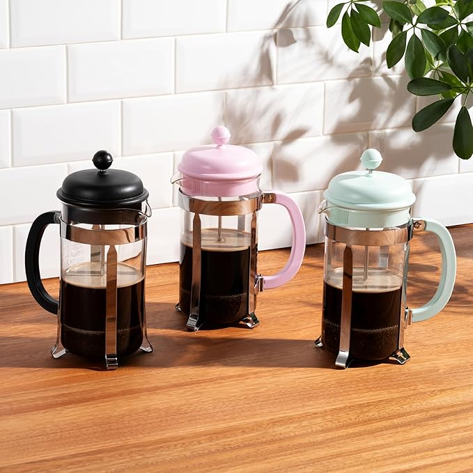 Bodum Caffettiera French Press Coffee Maker, Black Plastic Lid and Stainless Steel Frame, 8-Cup, 34-Ounce