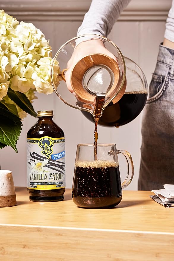 Portland Syrups Sugar-Free Vanilla Syrup - Smooth Creamy Classic Vanilla for Lattes, Cold Brew, Iced Tea, Smoothies, Desserts, No Artificial Aftertaste, 12 oz Bottle, 24 Servings Pack of 1