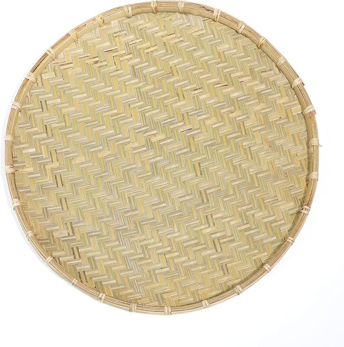 18 Inches Bilao Filipino Tray for Food – XL Bamboo Baskets for Food, Round Bamboo Tray for Serving, Traditional Filipino Food Platter for Pancit, Kakanin, and Seafood Display