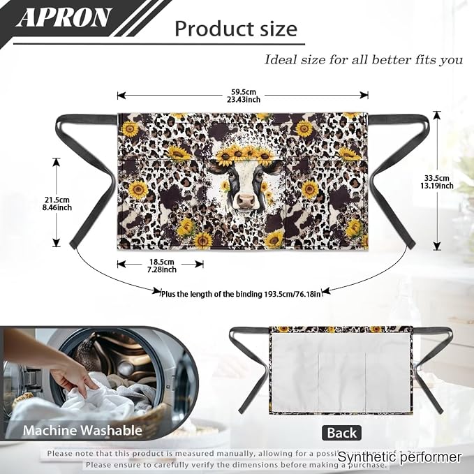 Waist Apron with 3 Pockets Waterproof 13 Inch Short Half Waist Aprons Women Men Server Aprons Waitress Waiter Apron - Image 7