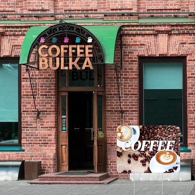 AceOrbit 3 Pcs 12"x16" Coffee Yard Signs with H Ground Stake for Coffee Station Waterproof Business Advertising Sign for Cafe Bar Restaurant Cafe Shop Dining Room Garden Decoration