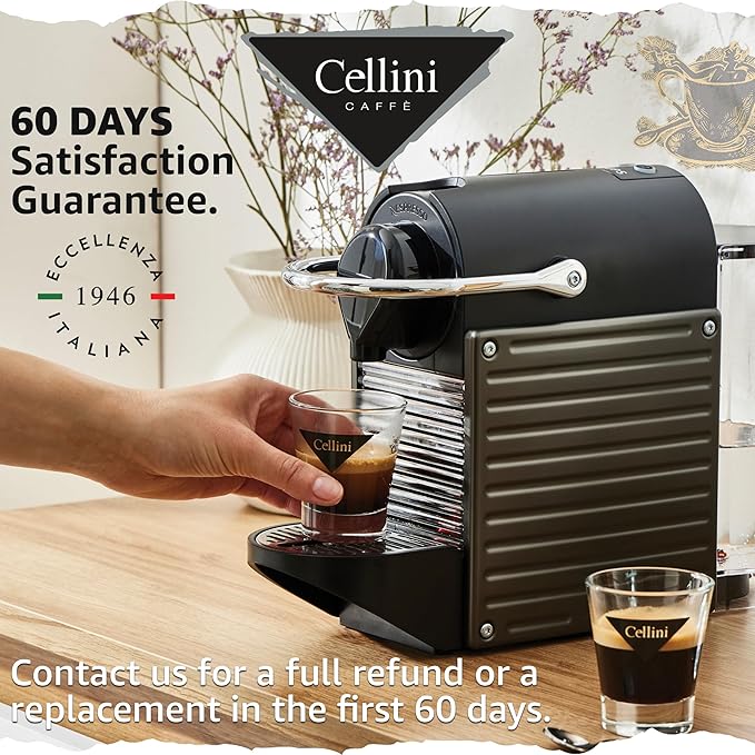 Cellini Caffè Decaffeinato Aluminum Nespresso Pods, 120 Count, Medium Roast Coffee Capsules, 100% Nespresso Original Machine Compatible