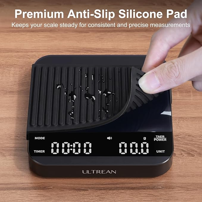 Ultrean Mini Coffee Scale with Timer, Rechargeable Espresso Scale, 2kg/0.1g Accurate Scale for Espresso and Pour-Over Coffee, Portable Digital Kitchen Scale with 3 Brewing Modes