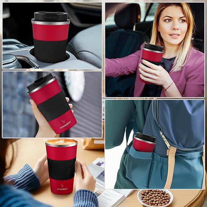 MOMSIV 17oz Travel Mug, Insulated Coffee Cup with Leakproof Lid, Vacuum Stainless Steel Double Walled Reusable Tumbler for Hot and Cold Water Coffee and Tea In Travel and Car