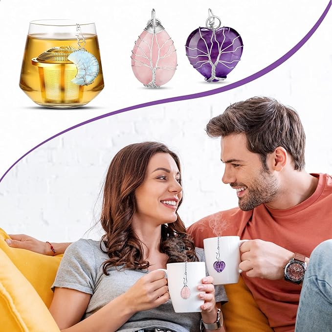 3 Sets Tea Infusers Steeper for Loose Leaf Tea Holder Stainless Steel Tea Ball Mesh Strainer Filters with Drip Trays and Pendant(Novelty Style)