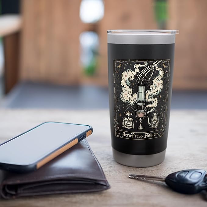 Gothic AeroPress Coffee Shirts Mystical Coffee Brewing Scene Stainless Steel Insulated Tumbler