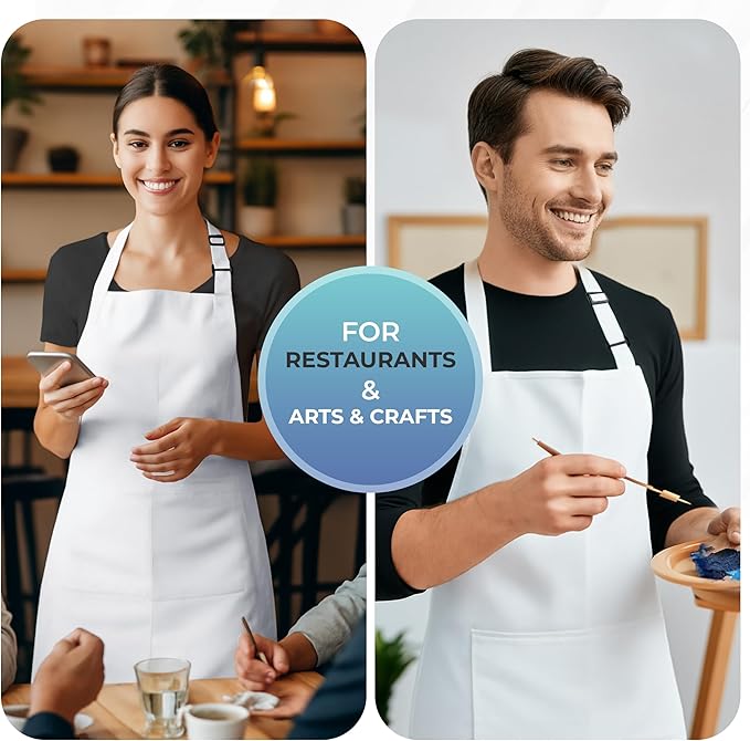 Utopia Kitchen 4 Pack Bib Apron Adjustable with 2 Pockets, Water and Oil Resistant, Cooking Kitchen Chef Apron for Women Men