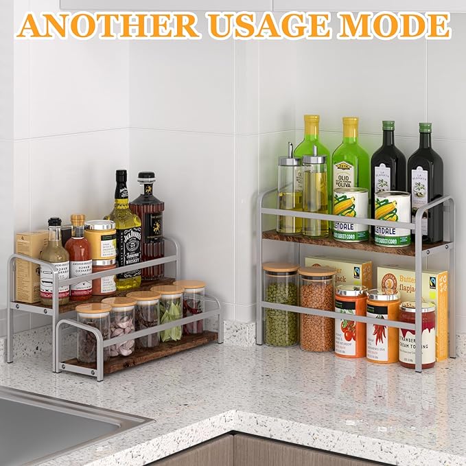 DTUQYX Coffee Syrup Organizer 3-Tier, 12 Bottles Capacity Coffee Syrup Rack, Syrup Stand for Spice, Wine, Liquor, Bottle, Coffee Bar Station Racks Magnetic, No Installation (Dark-Colored Wood, Grey)