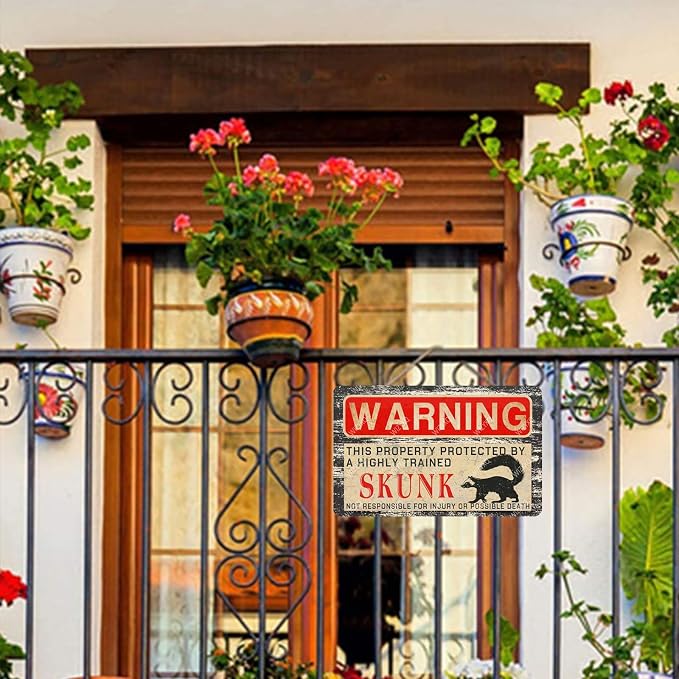 Skunk Warning Skunk Mtal Signs Vintage Warning Tin Sign Retro Decor for Home Garden Yard Garage Street Outdoor 8×12 Inches - Image 6