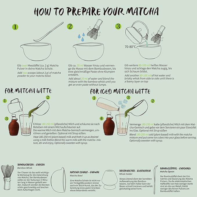 Matcha Whisk Set, 7 Pcs Matcha Kit with Bamboo Tools, Bamboo Design Matcha Bowl, Holder, Scoop, Scoop Rest, Sifter and Tea Towel for Matcha Lovers