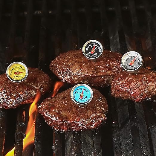Escali AHS1-4 Easy Read Mini Steak Thermometer Set, Dial Reads Rare, Medium & Well, Dishwasher Safe, Silver