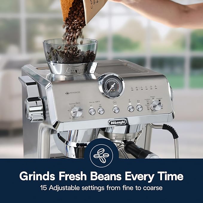 De'Longhi La Specialista Opera Espresso Machine – Cold Brew & Espresso Maker with Smart Tamping, Burr Grinder, Milk Steam Wand/Frother & 19-Bar Pressure – For Lattes & Cappuccinos