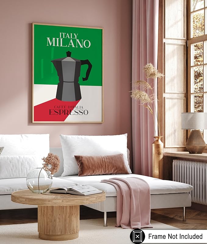 Poster Master Moka Pot Print - Espresso Poster - Italian Coffee Art - Great Gift for Barista, Coffee Lovers, Café Owner - Perfect Wall Decor for Dining Room, Kitchen - 18x24 Unframed Wall Art