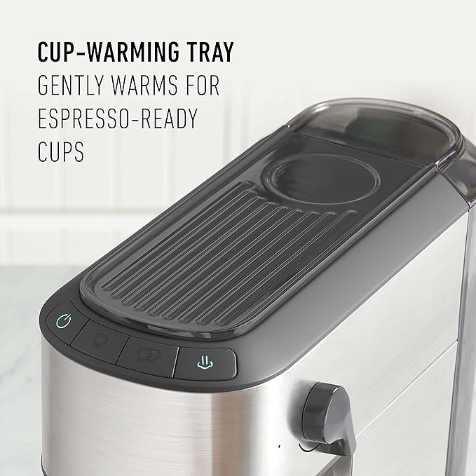 Calphalon Compact Espresso Machine, Home Espresso Machine with Milk Frother, Stainless Steel
