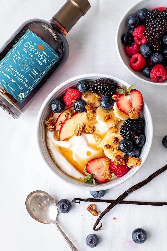 Crown Maple Certified Organic Madagascar Vanilla Infused Maple Syrup, Pure, Gluten Free, No Preservatives, Non-GMO Pairs well with Pancakes, Coffee, Cocktails & Brunch, 12.7 Fl Oz (Pack of 6) - Image 6
