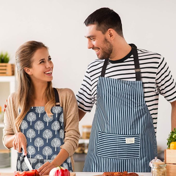 SATINIOR 3 Pcs Waterproof Kitchen Apron with 2 Pockets - Image 7
