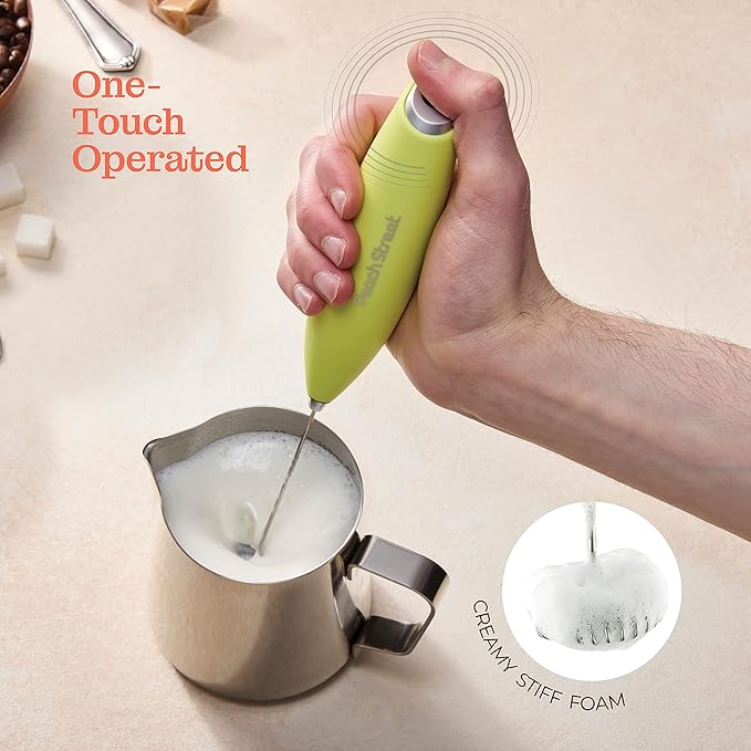 Powerful Handheld Milk Frother, Mini Milk Foamer, Battery Operated (Not included) Stainless Steel Drink Mixer for Coffee, Lattes, Cappuccino, Frappe, Matcha, Hot Chocolate.