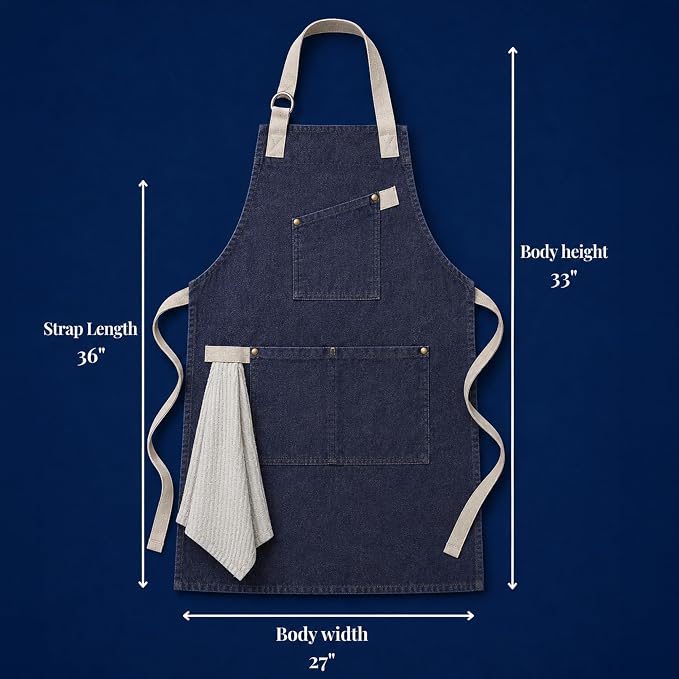 100% Cotton Printed Kitchen Apron with 2 Pockets for Men and Women – Adjustable Chef Apron - Machine Washable - Image 8