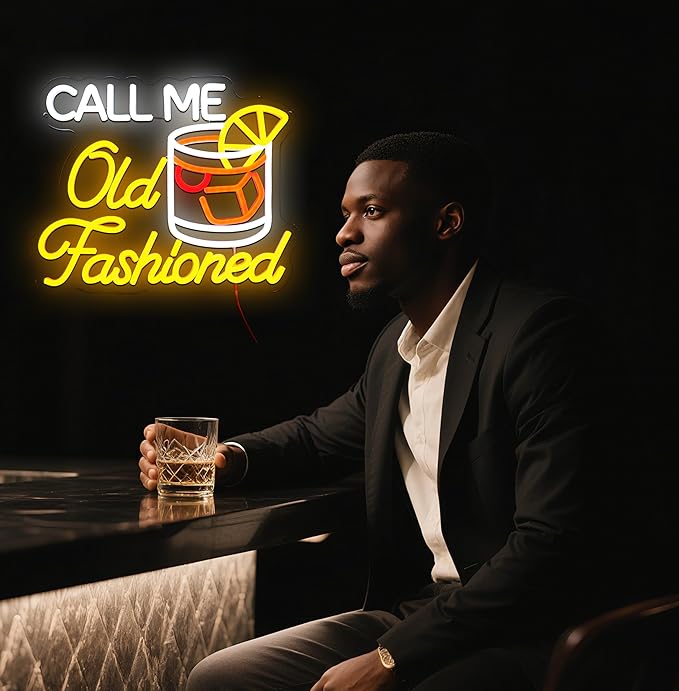 Call Me Old Fashioned Neon Sign for Wall Decor Dimmable Whiskey Led Sign for Bar USB Powered Neon Light for Man Cave Wine Tasting Club Home Pub Party Decoration Gift for Men Dad
