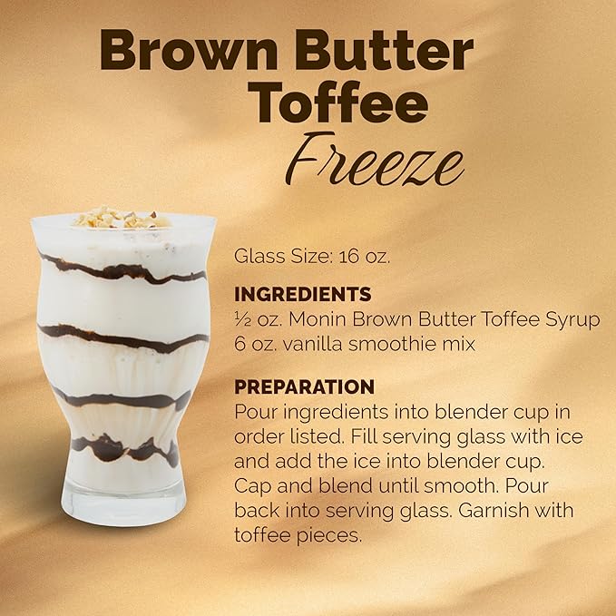 Monin - Brown Butter Toffee Syrup, Buttery-Smooth Flavor with Rich Nutty Aroma, Great for Lattes, Milkshakes, and Iced Coffees, Gluten-Free, Vegan, Non-GMO (1 Liter)