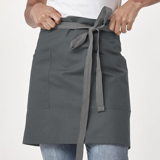 Waist Apron for Men Server Bistro Half 4251BY | Adjustable Half Bistro Apron for Waiters Bartenders, Polyester Cotton Canvas, Durable & Comfortable - Image 6