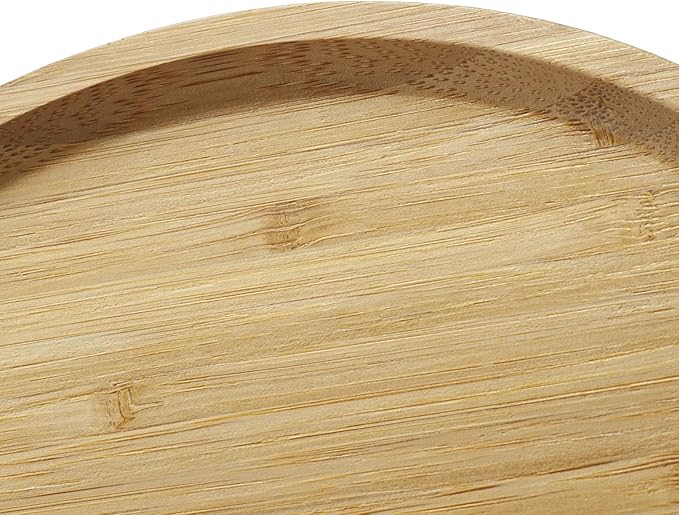 Bamboo Serving Platter, Round Wood Tray, Wooden Serving Tray, Fruit, Bread, Salad Plate, Round Wood Charcuterie Board (13.8 inch)