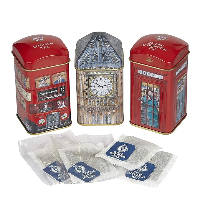 British Heritage Big Ben 3x Mini Tea Tin Gift Pack with 28 Teabags