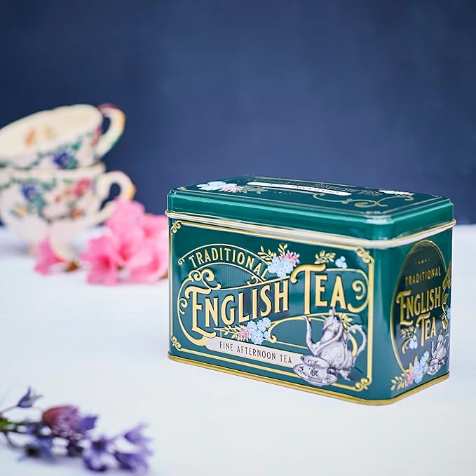 Vintage Victorian Bottle Green Tea Tin with 40 English Afternoon Teabags