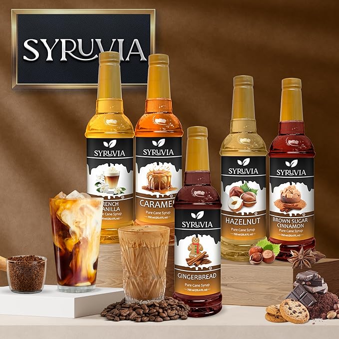 Syruvia Coffee Syrup, Peanut Butter Cup Flavored Syrup for Drinks, Lattes, and Desserts – 25.4 fl oz