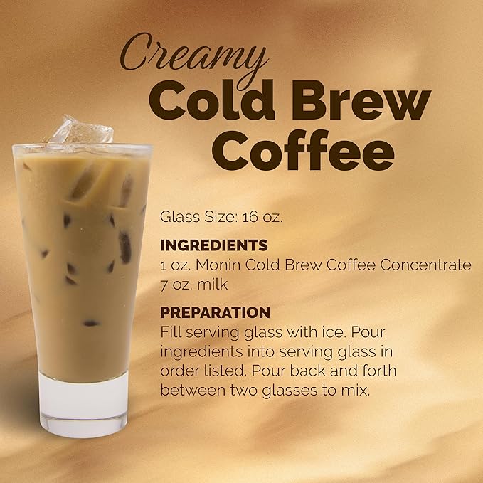 Monin - Premium Unsweetened Cold Brew Coffee Concentrate | Rich Espresso Flavor | Clean Label with No Artificial Flavors, No Artificial Preservatives (BPA-Free Plastic Bottle, 33.8 fl oz)