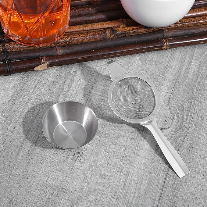 2.2" Silver Matcha Strainer, 30 Fine Mesh Matcha Sifter with Handle and Base, Stainless Steel Small Tea Strainer Fine Mesh, Small Metal Matchas Strainers for Loose Tea Coffee Cocktail
