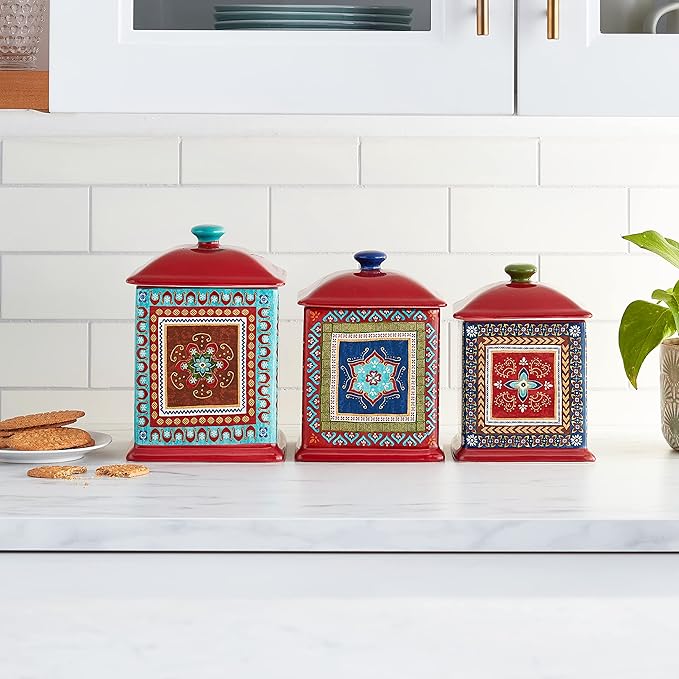 Certified International Monterrey 3 Piece Canister Set, Multicolor