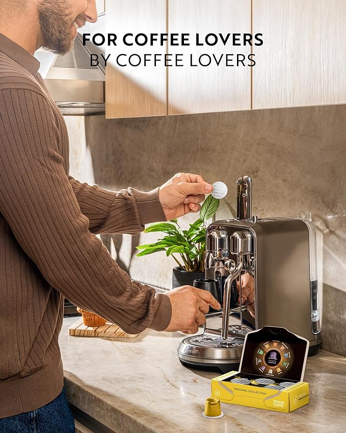 ROSSO CAFFÈ 60 Espresso Coffee Pods for Nespresso Original Machines - Pack of Premium Capsules, 3 Rich and Balanced Flavors (Vanilla, Crème Brulee, Caramel)