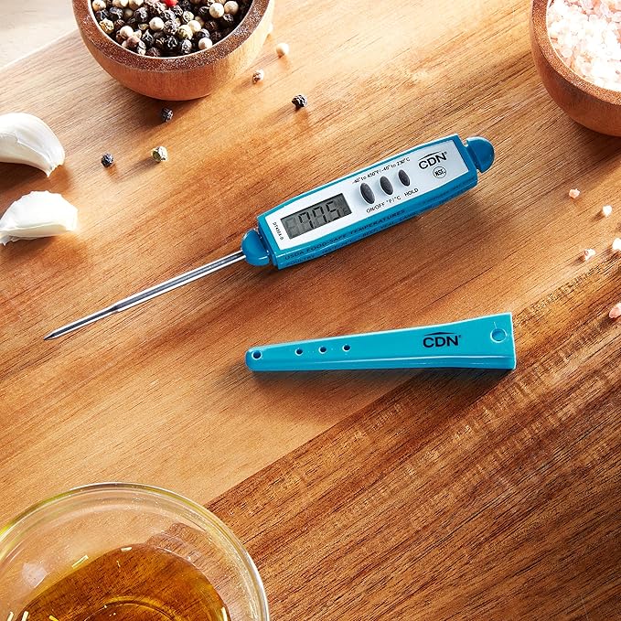 CDN ProAccurate® Instant Read Digital Pocket Thermometer for Meat, Cooking with 2.5mm Reduced Tip, Stainless Steel Stem, Fast Accurate Readings (DT450X)